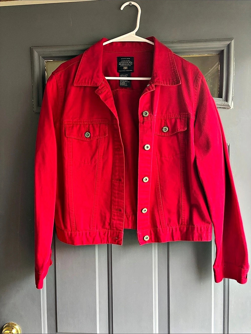 Vintage Faded Glory Red Denim Jacket Size Large Like New